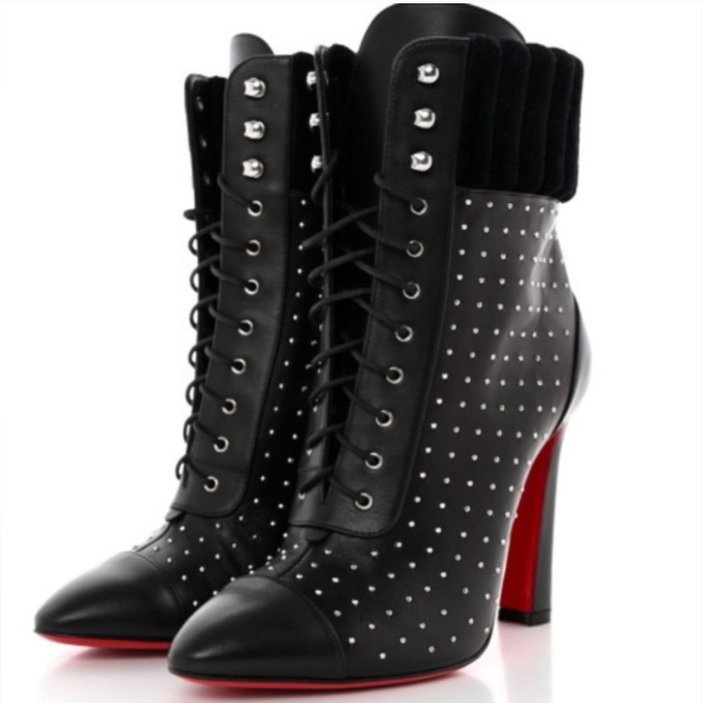 Christian Louboutin Black Dakita 100mm Studded Heeled Boots